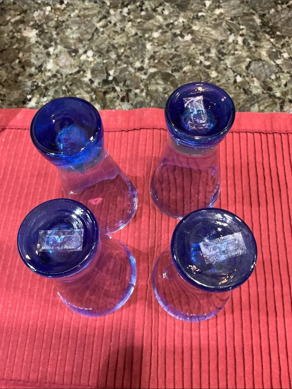Martell Cognac glasses -Set of 4 Cobalt blue Barware